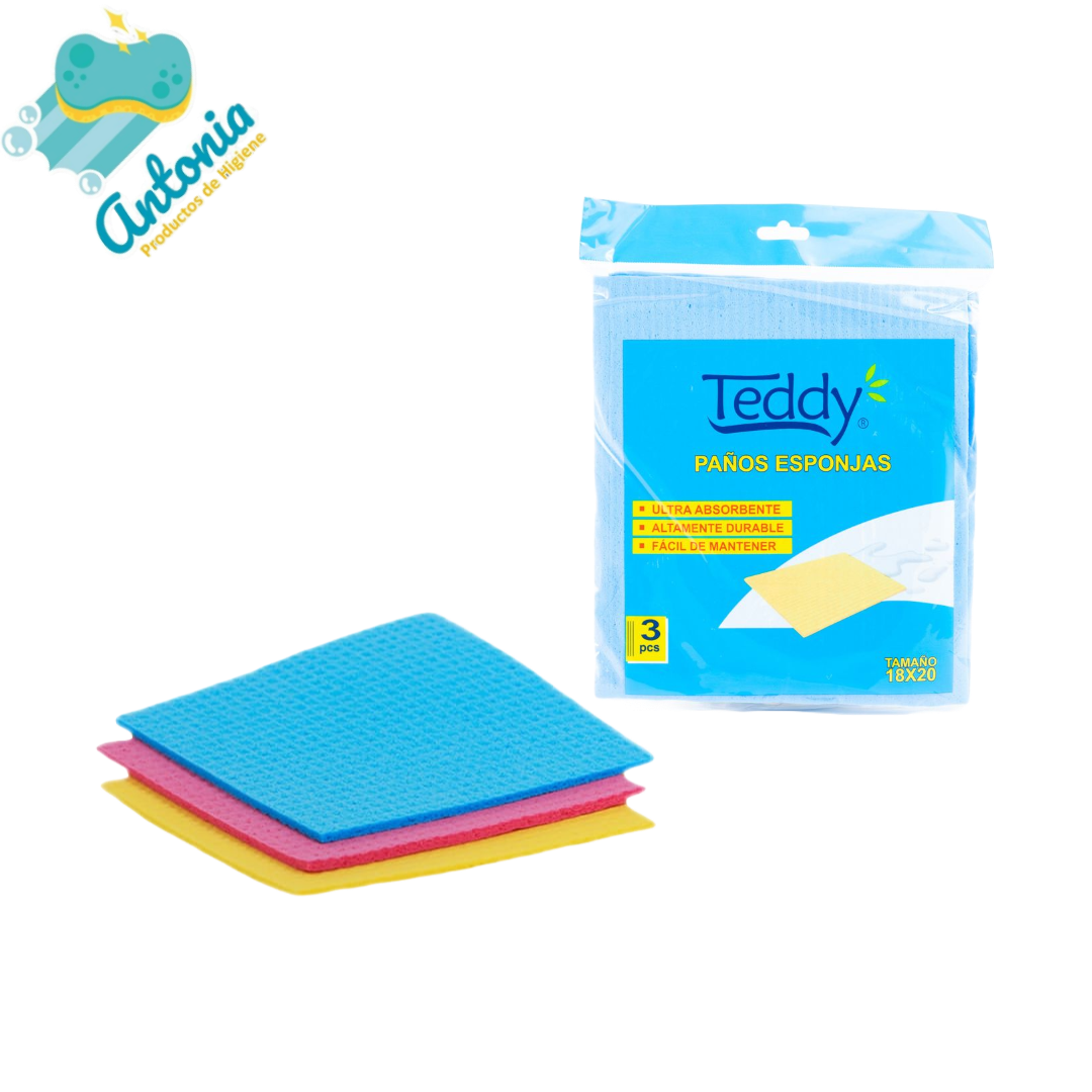 Paño Esponja x 3 Teddy 18x20 cm